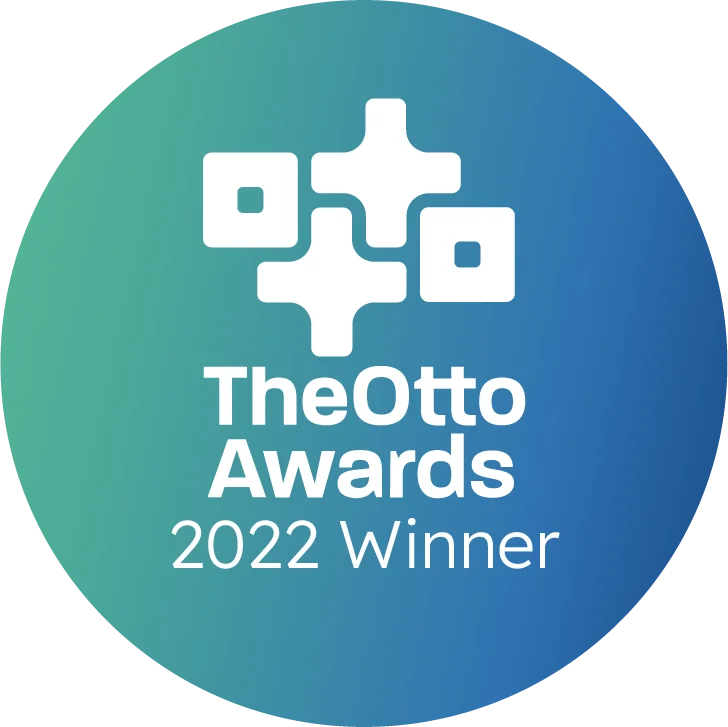 Badge signifying we won the 2022 Otto Awards for excellence in startup marketing.
