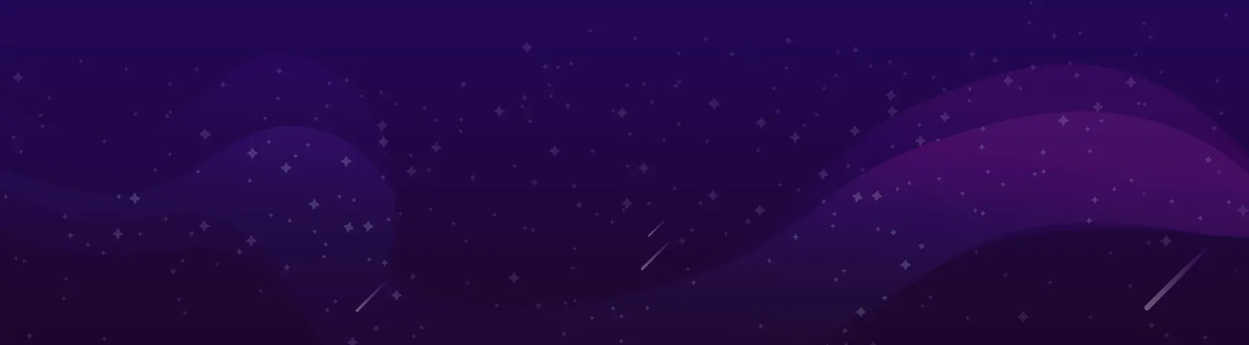 header-short-app A simple but colorfully illustrated space landscape, with a subtle swirling nebula, some meteors, and lots of stars.
